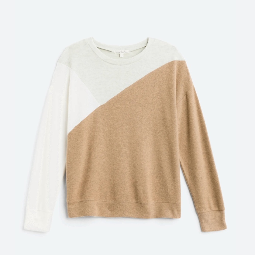 NINE BRITTON Paris Diagonal Colorblock Knit Top